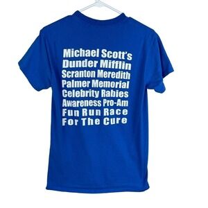 The Office TV Show T-Shirt Fun Run Michael Scott Mens S Blue Cotton Casual Shirt